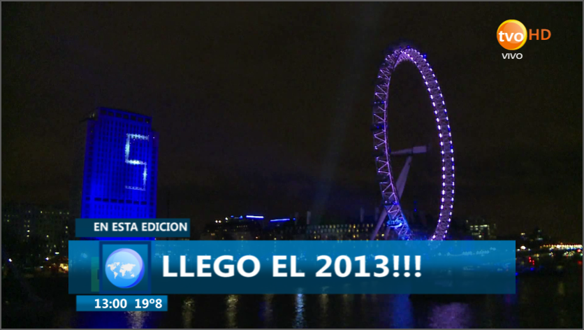 Captura de TVO HD al comenzar Telenoticias Mediodía - 01/01/13 - 13:00