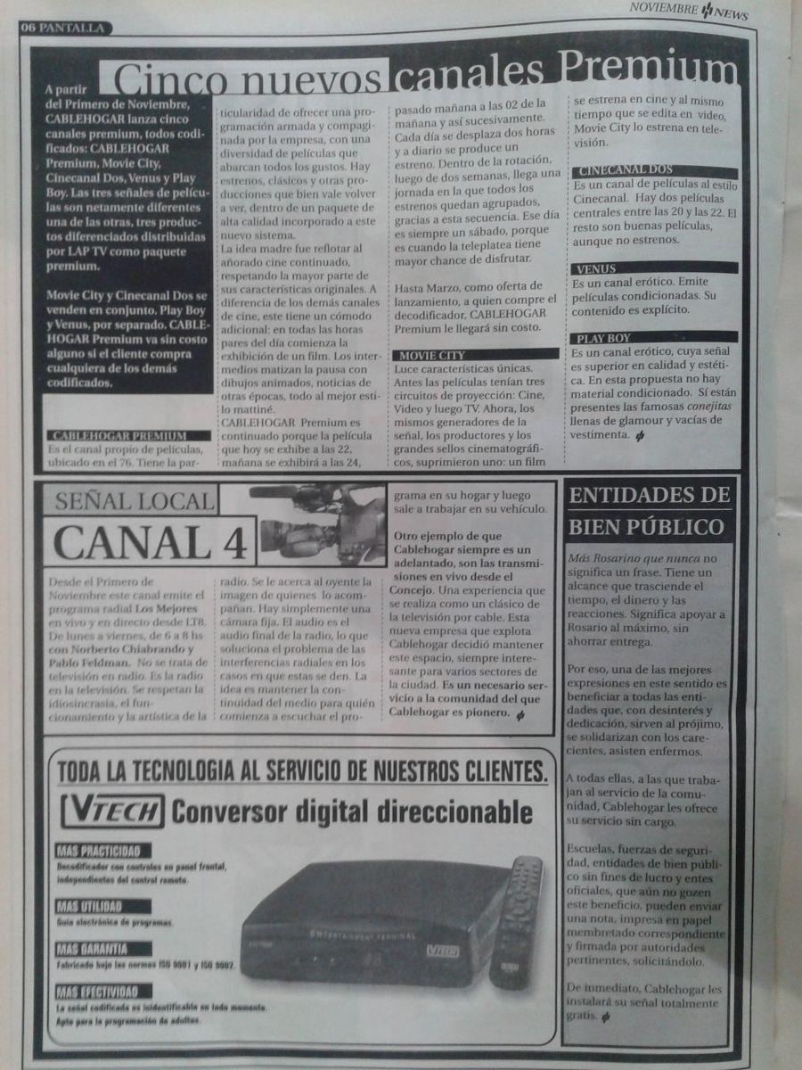 suplemento especial de cablehogar del 1 de noviembre de 1998 del diario el ciudadano(parte 4 de 6)
