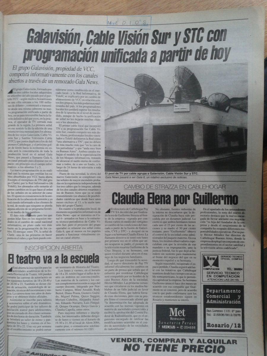 nota sobre fusion de galavision,cablevision sur y satelite television cable el 27 de febrero de 1995(parte 2 de 2)