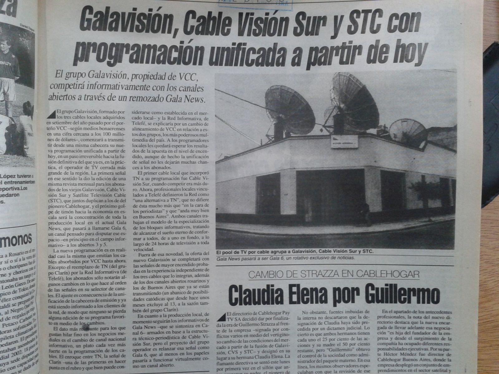 nota sobre fusion de galavision,cablevision sur y satelite television cable el 27 de febrero de 1995(parte 1 de 2)