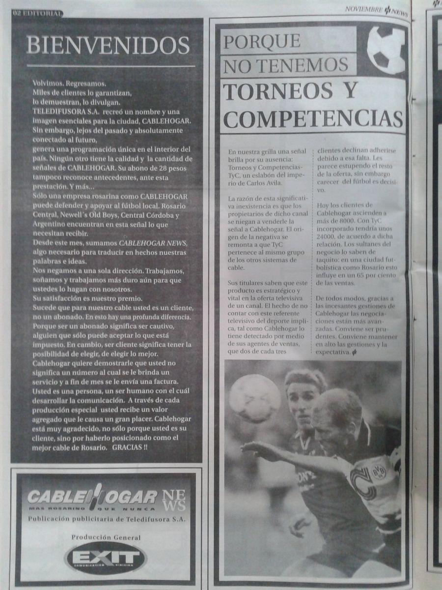 suplemento especial de cablehogar del 1 de noviembre de 1998 del diario el ciudadano(parte 2 de 6)