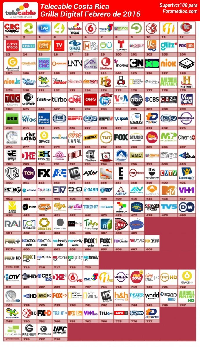 Telecable Costa Rica Grilla Digital Febrero de 2016