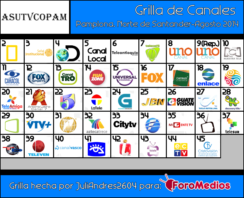 Grilla De Canales Asutvcopam Agosto 2014