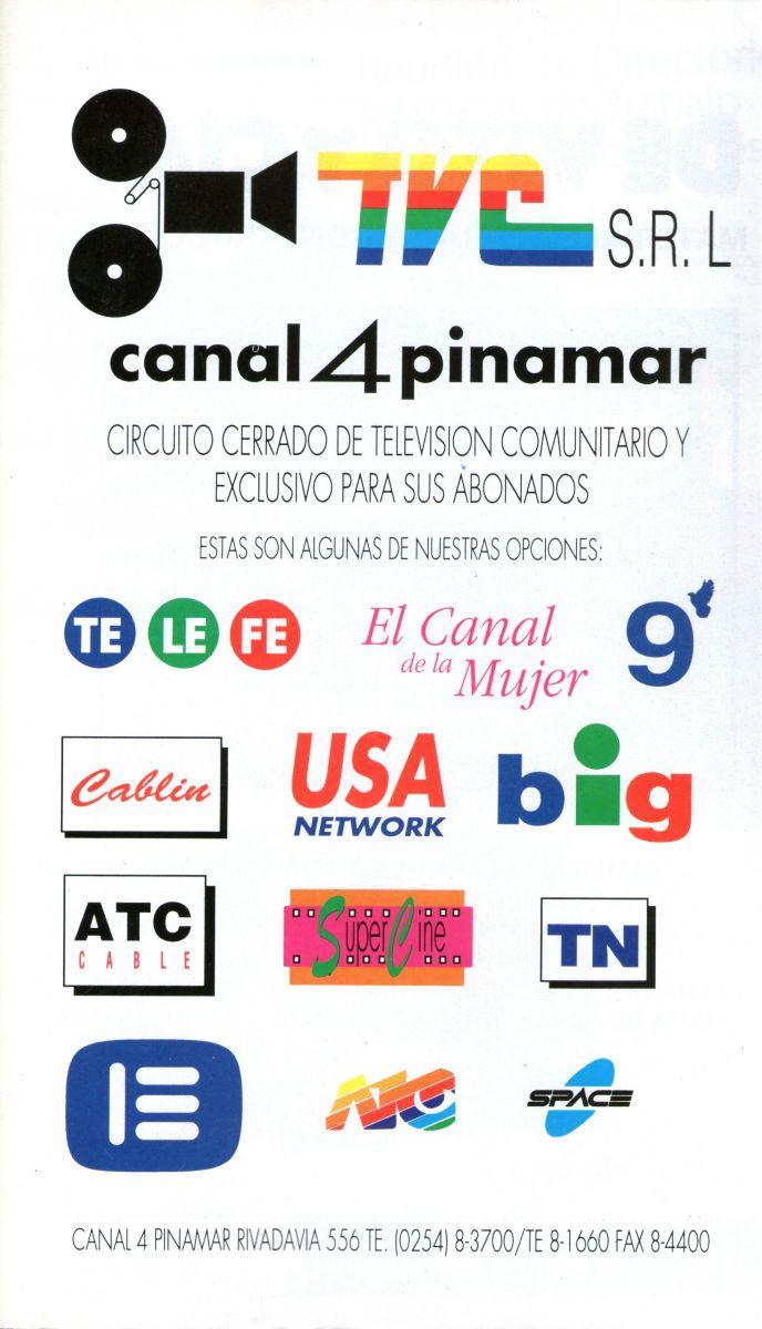 Publicidad Canal 4 Pinamar - 1997