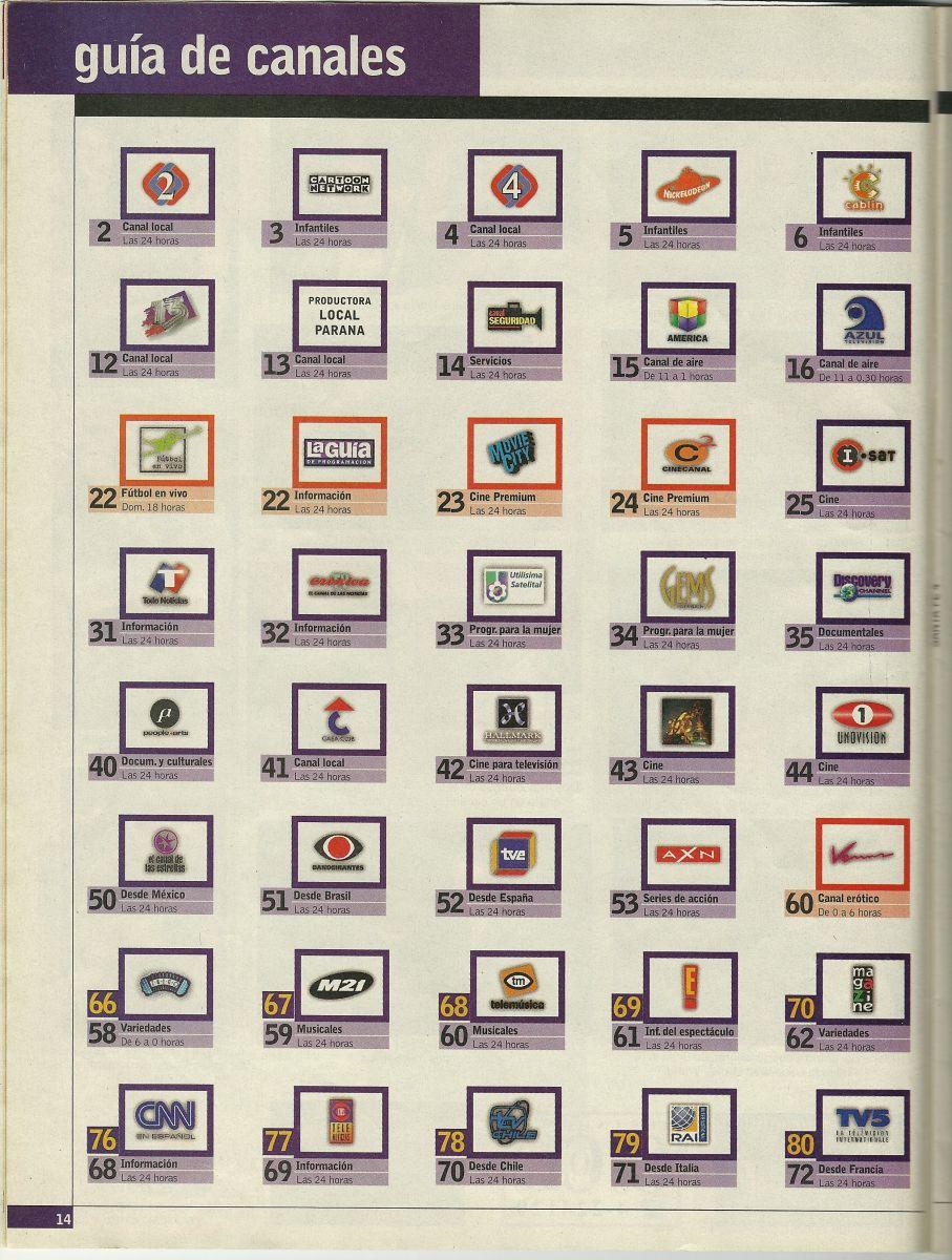 Guia de canales de Multicanal de Junio del año 2000 (Santa fe y Parana) 1 de 2