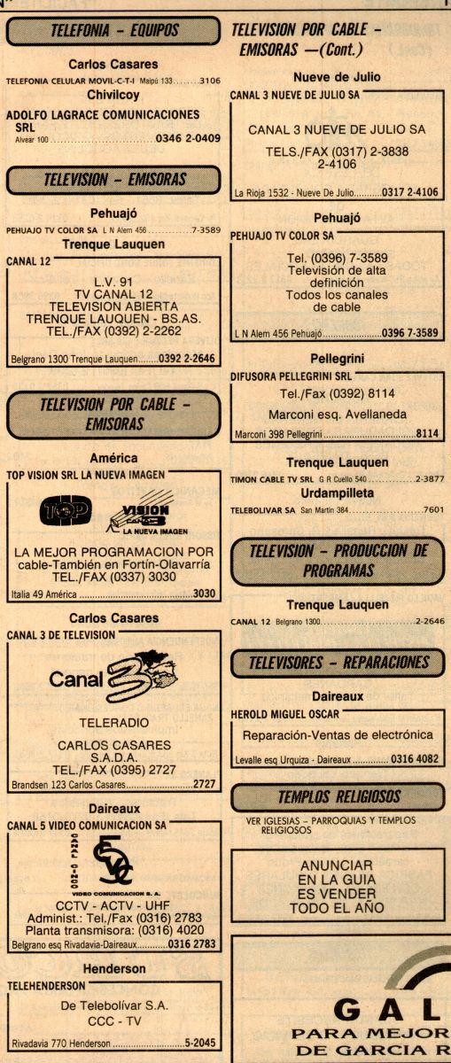 Guia Telefonica 1995/1996 Bolivar/Carlos Casares/Nueve de Julio/Pehuajo/Trenque Lauquen