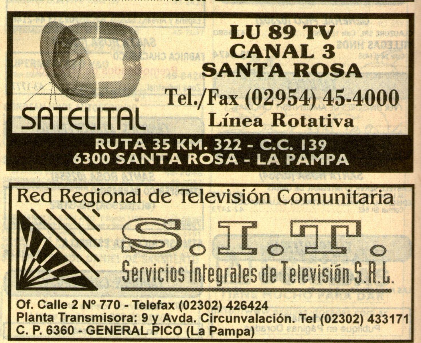Canal 3 La Pampa / Servicios Integrales de Televisión General Pico La Pampa 1999