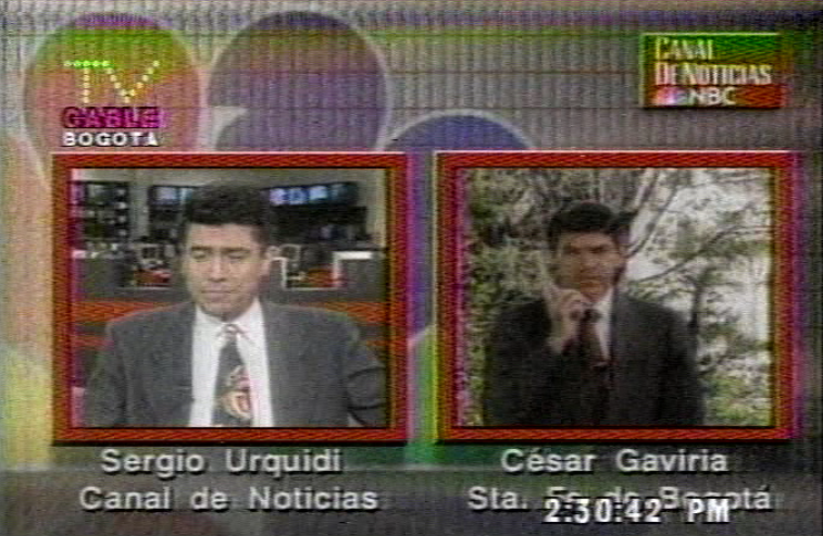 LEP de TV Cable Bogotá en 1993 durante la retransmisión de Canal de Noticias NBC en la frecuencia 56 de UHF