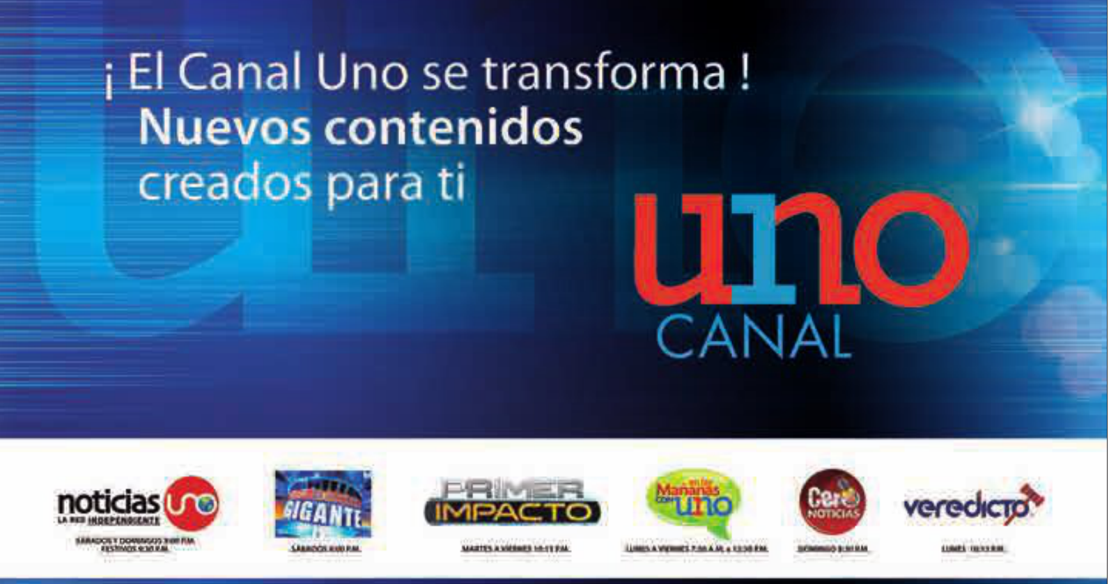 Publicidad del nuevo Canal Uno (Colombia) en 2014