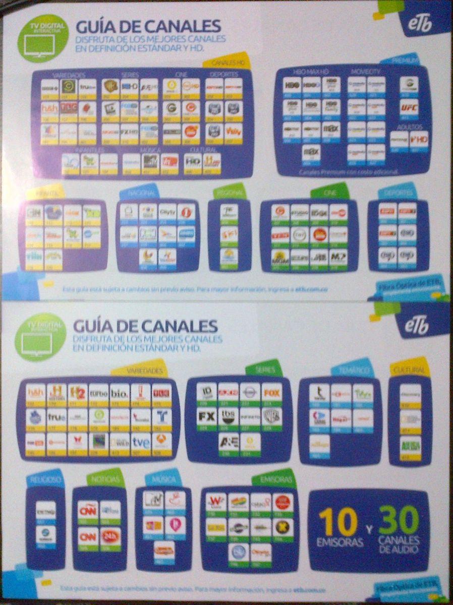 Folleto ETB TV con los canales actualizados - 2014