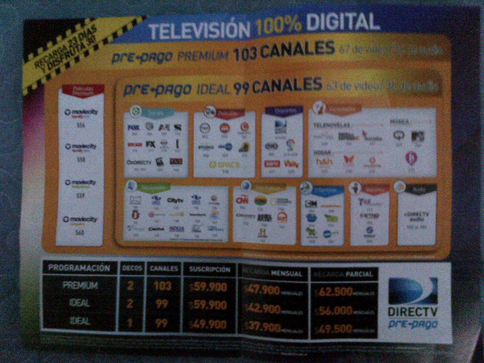 Planes de DirecTV Prepago Colombia (Septiembre 2013)