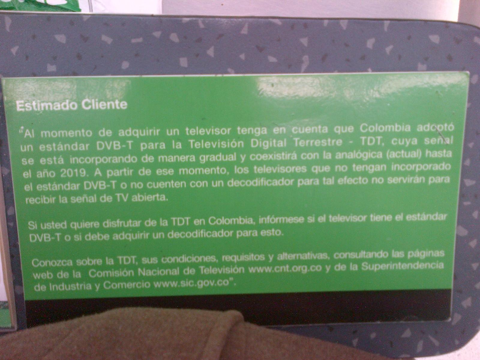 Anuncio de compra de televisores con DVB-T2 - Jumbo Cencosud Colombia