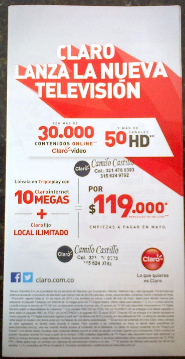 Folleto Claro TV Colombia - Marzo 2015