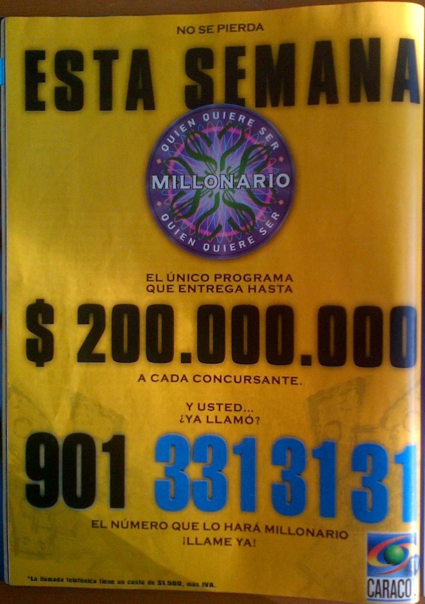 Promo "Quien quiere ser millonario" por Caracol TV Colombia - Septiembre 2000