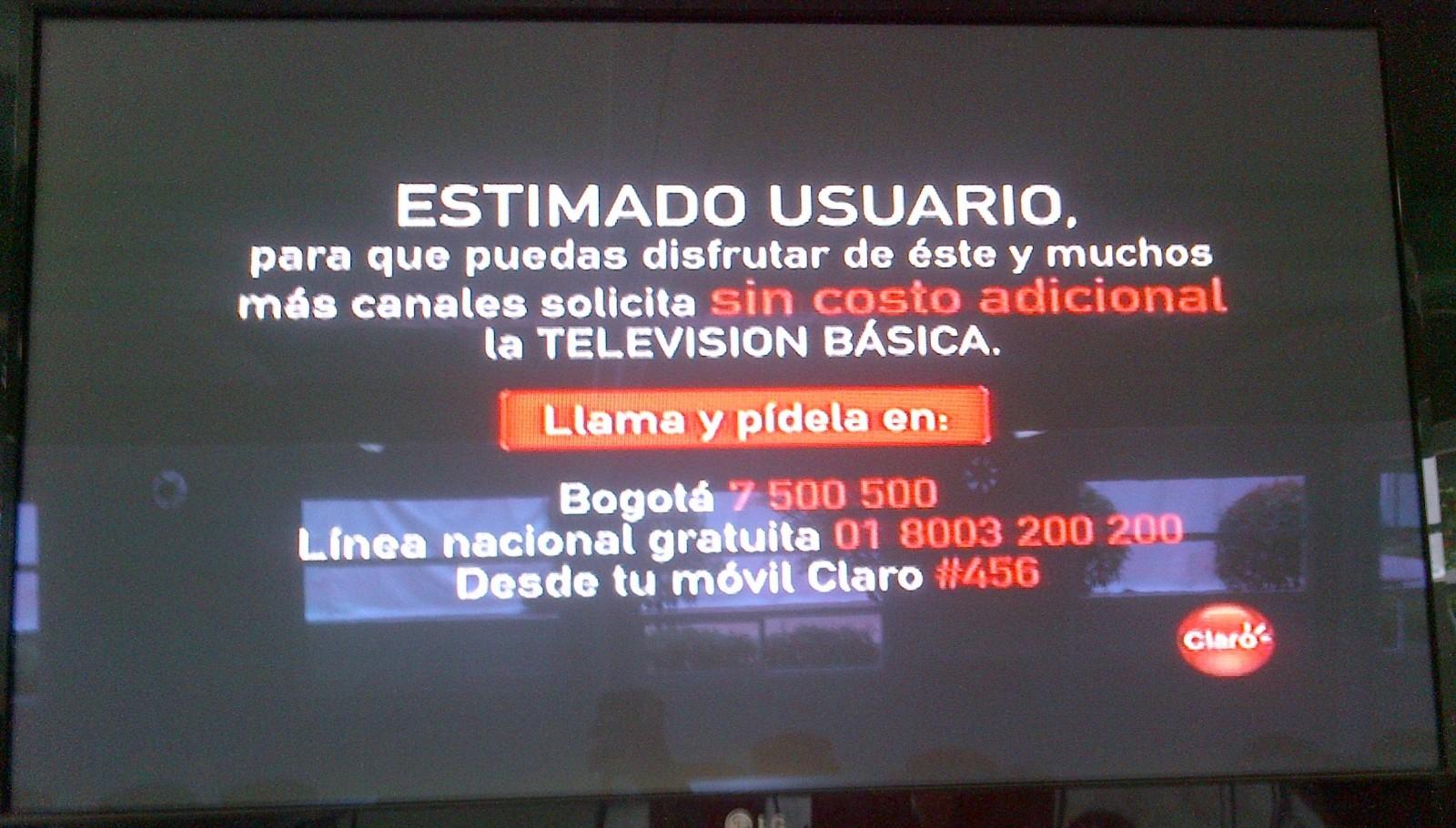 Anuncio de Claro TV Colombia invitando a pase a TV Digital (2015)