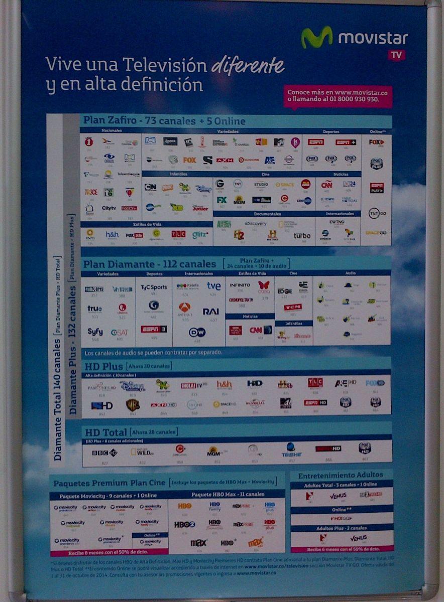 Canales de Movistar TV Colombia - Septiembre/Octubre 2014