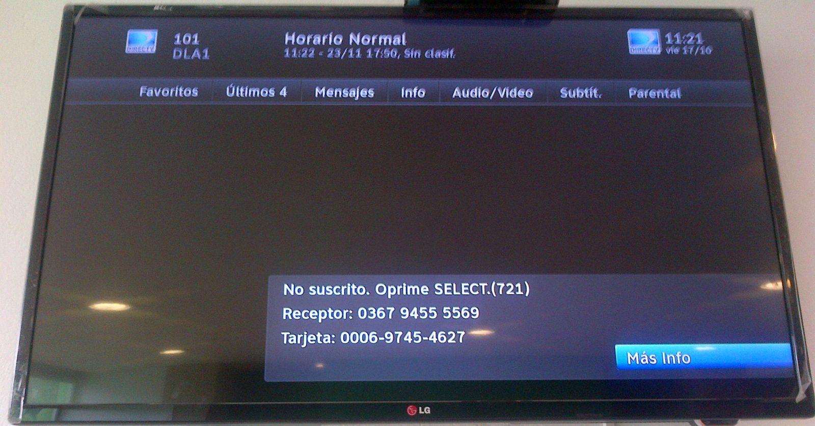 Captura canal 101 DLA de DirecTV (17/10/2014)