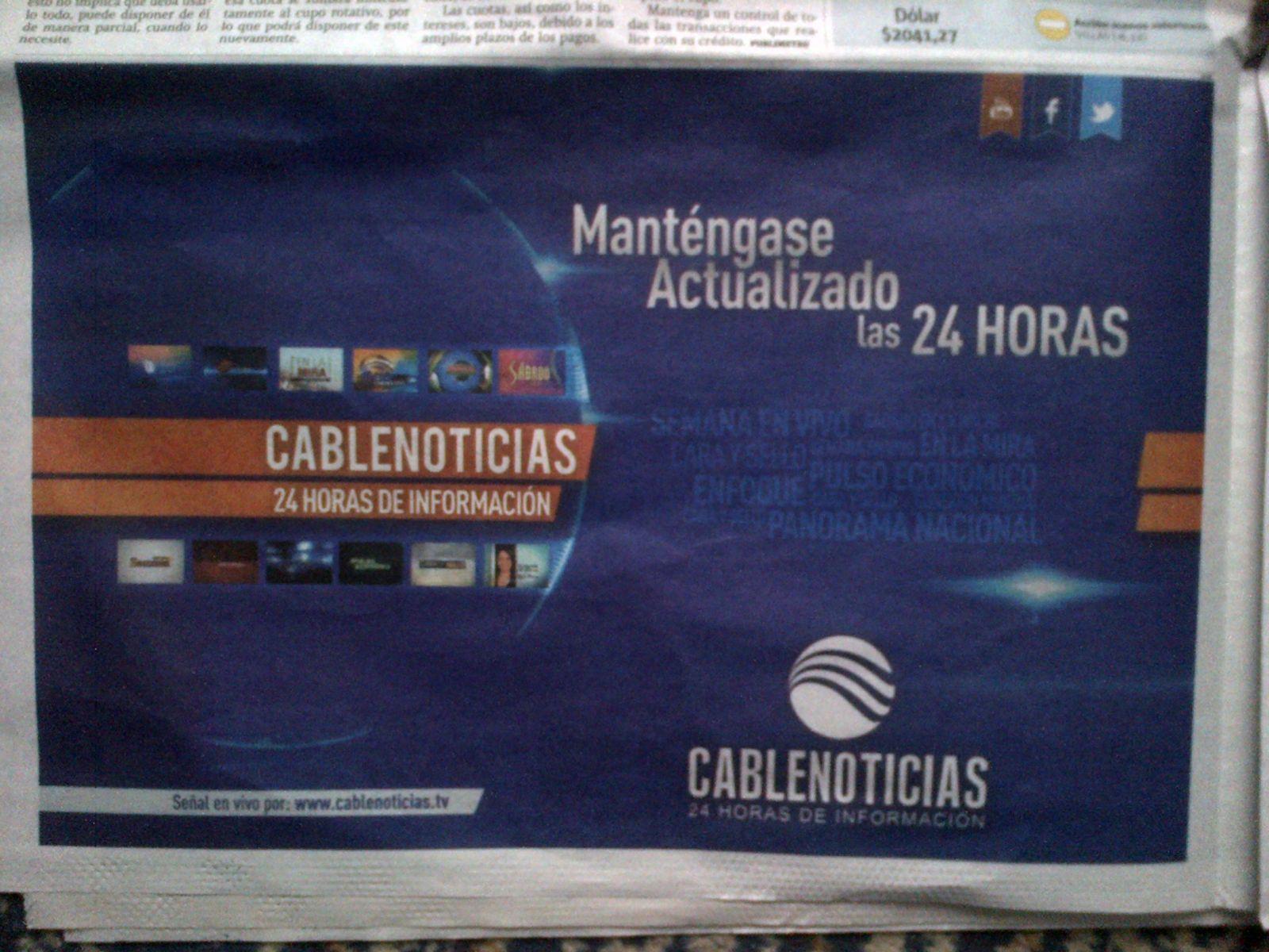 Anuncio publicitario Cable Noticias - 2014