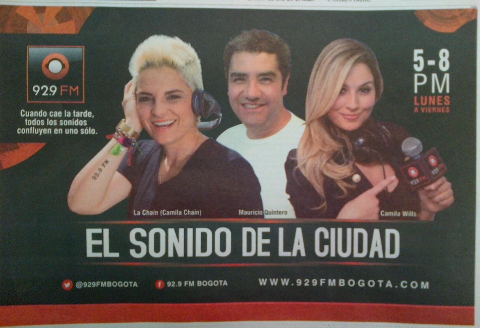 Promo "El Sonido de la Ciudad" por la 92.9 FM Bogotá - 2015