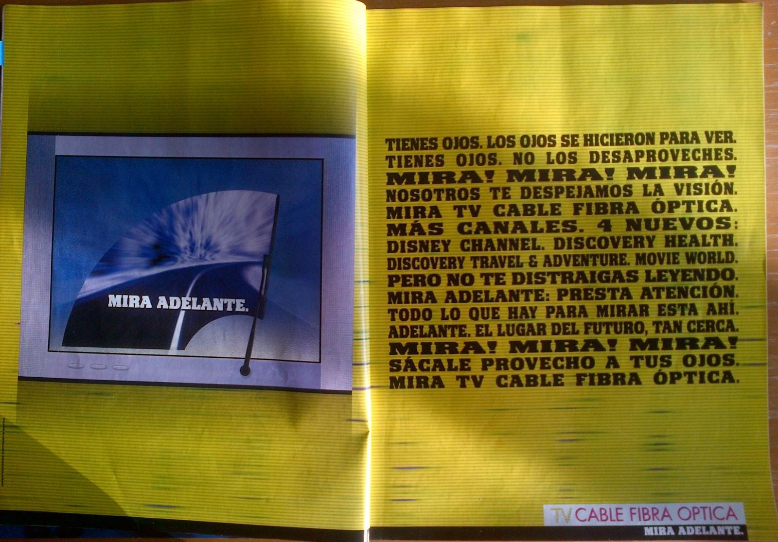 Publicidad TV Cable Fibra Óptica Bogotá (Septiembre 2000) - II