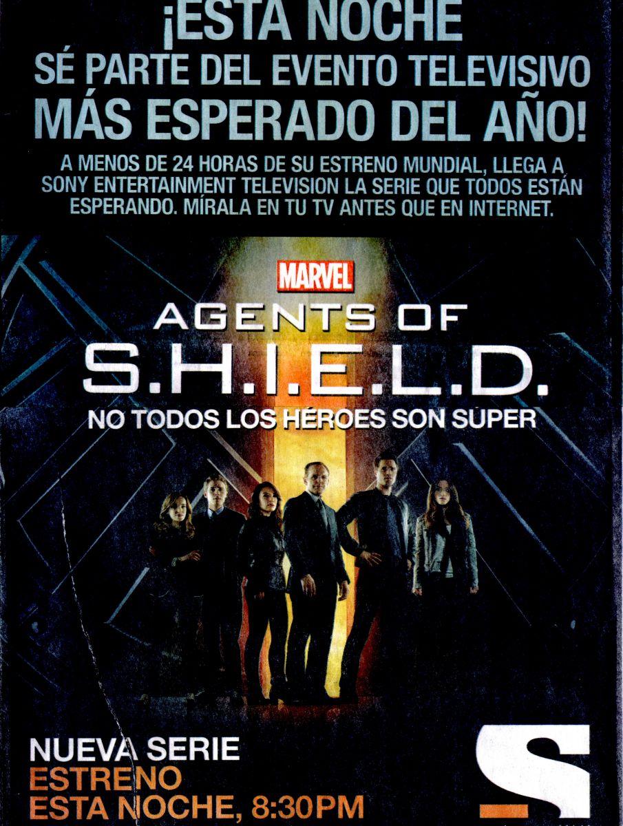 Publicidad de Sony sobre Agent of Shield y The Blacklist en El Nacional(Venezuela)