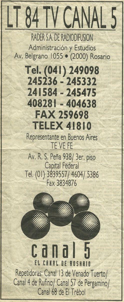Canal 5 Rosario 1993-1994