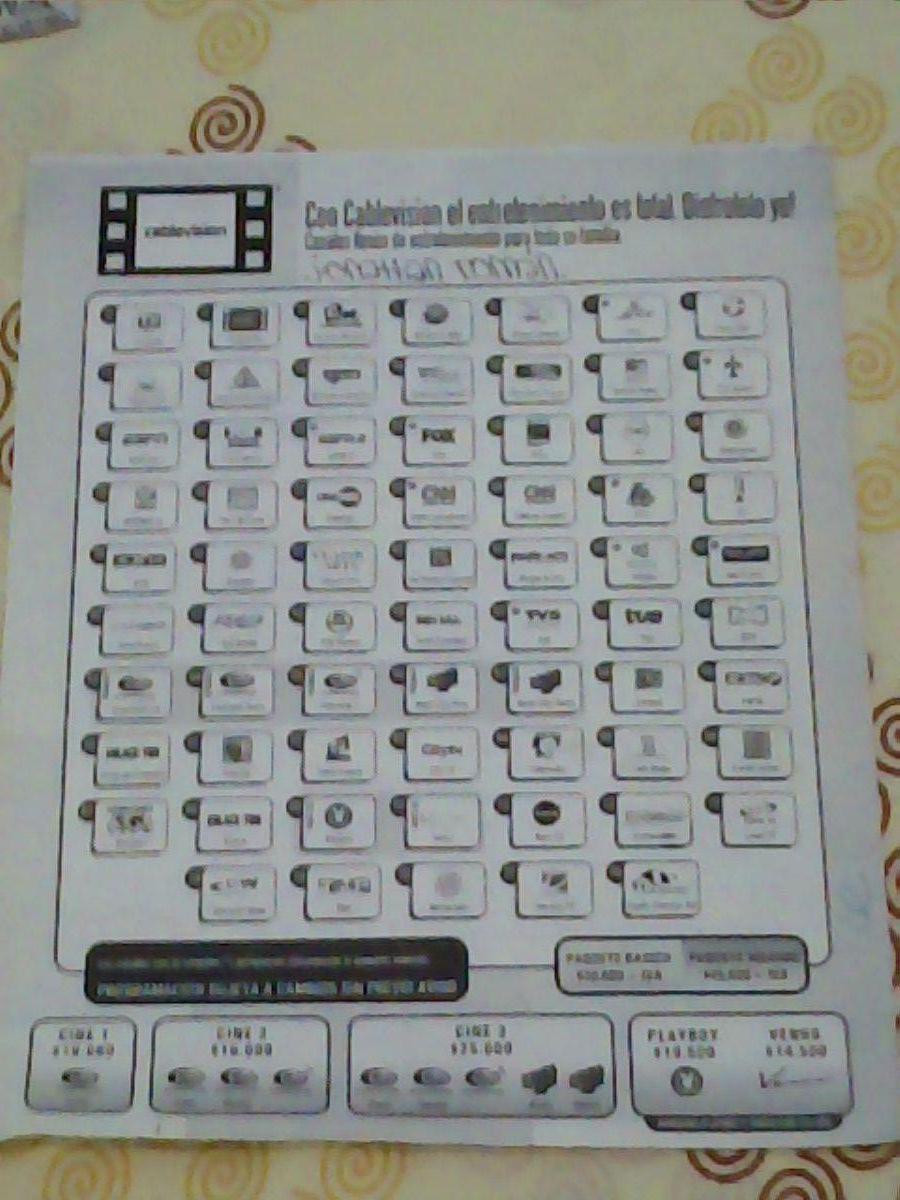 volante/listado de canales cablevision(cali)-2008