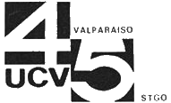 Logo de UCV-TV (1975, con el dial de Valpo. y Stgo.)
