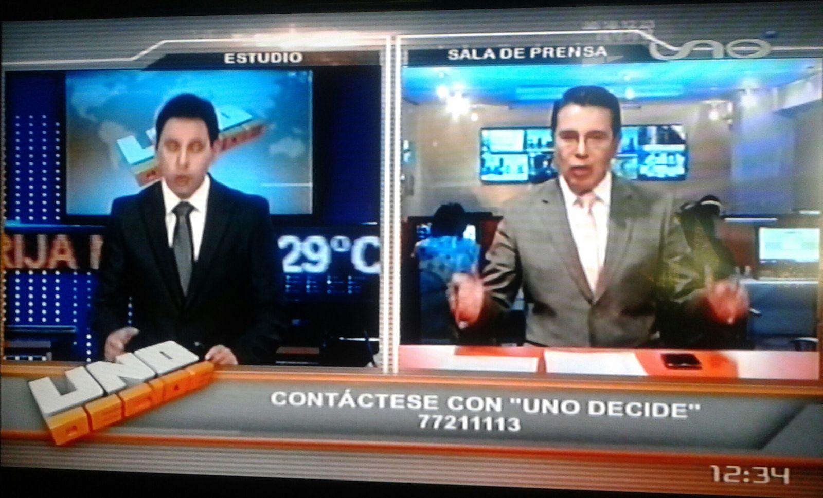 captura Red uno Bolivia (pantalla dividida)
