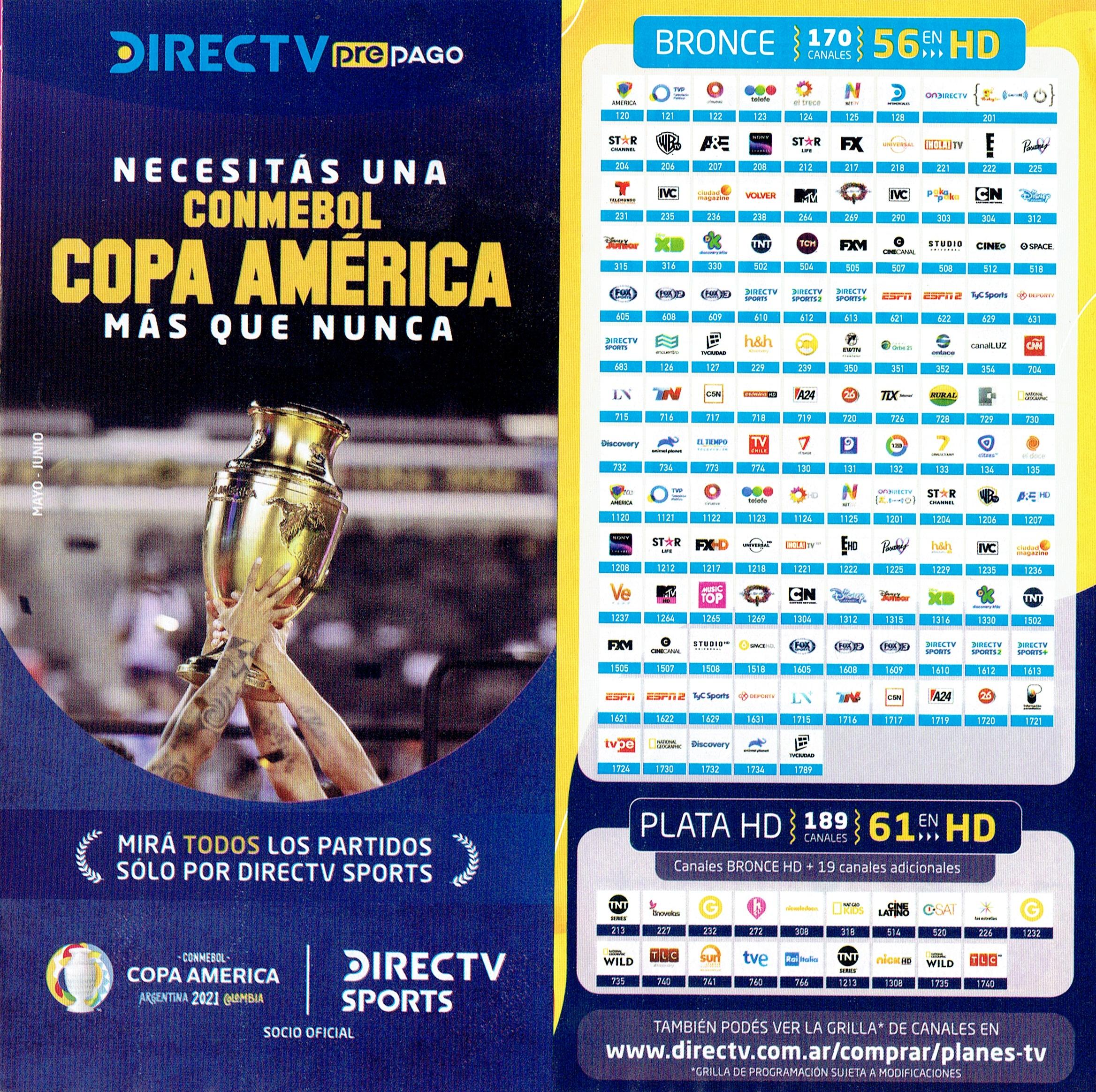 Guia de Canales - DIRECTV Prepago Argentina - Mayo - Junio 2021