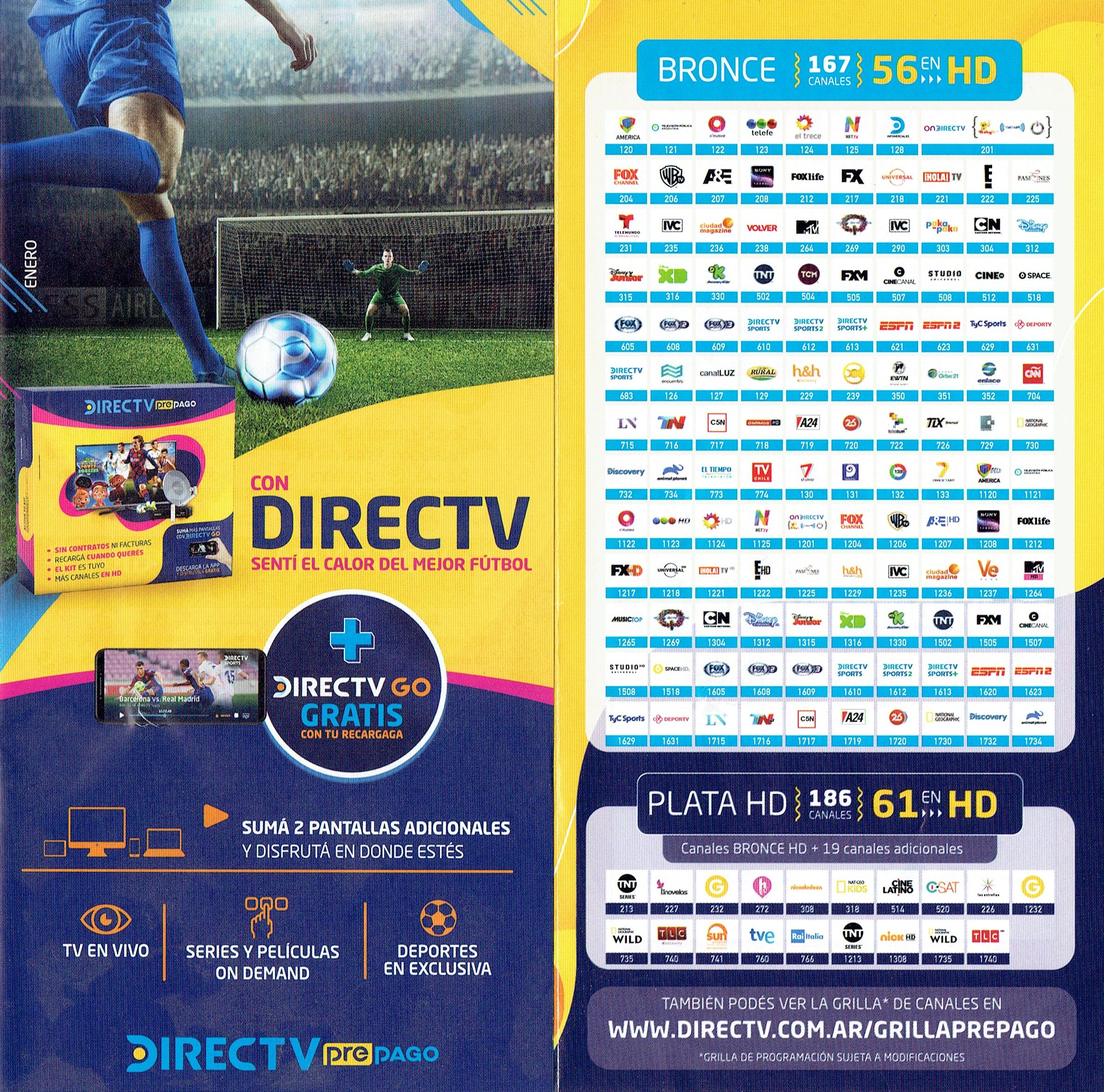 Guia de Canales - DIRECTV Prepago Argentina - Enero 2021