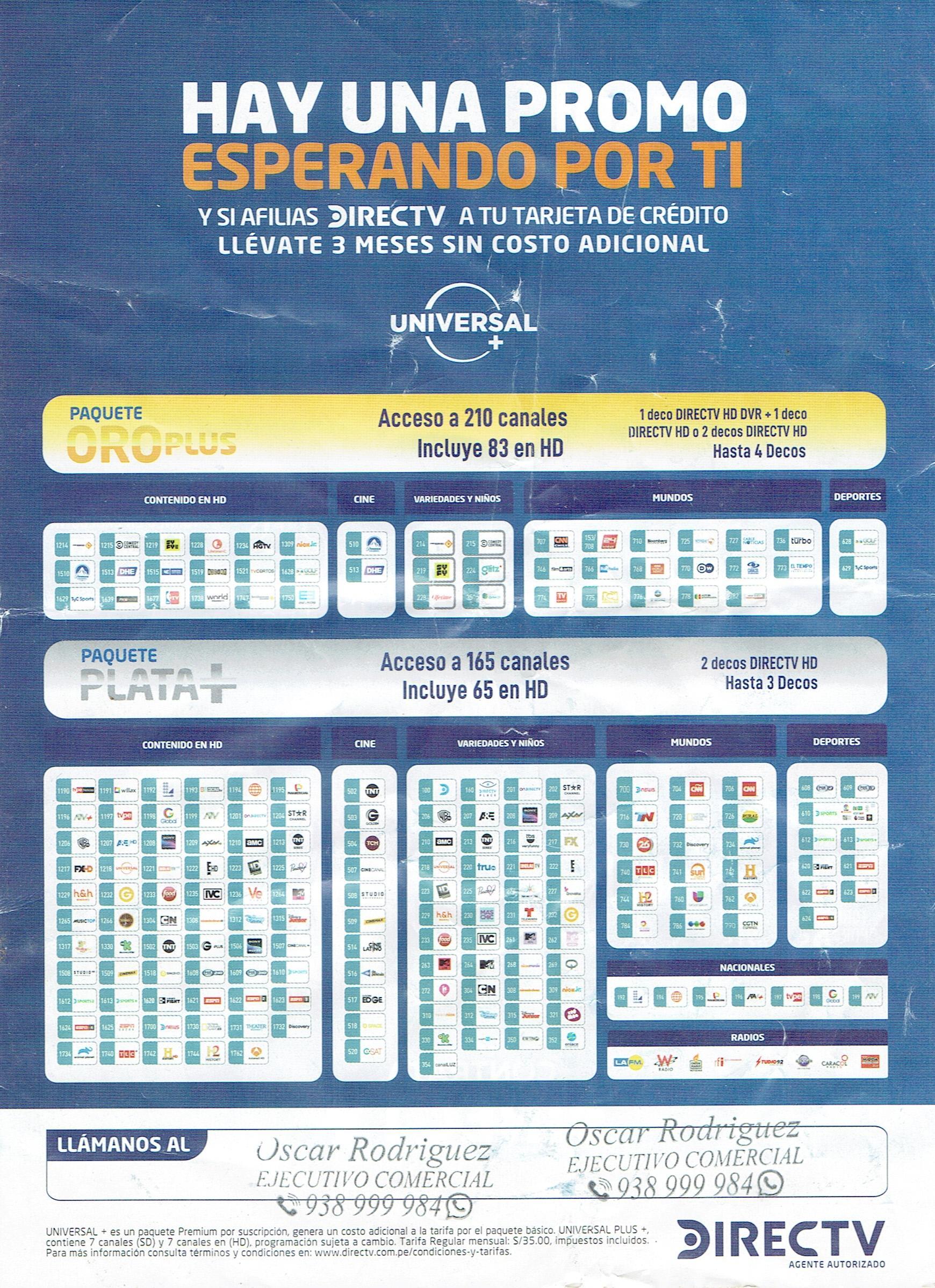 DirecTV Perú - Folleto Enero 2023 "El Fútbol No Para" (Reverso/Planes)