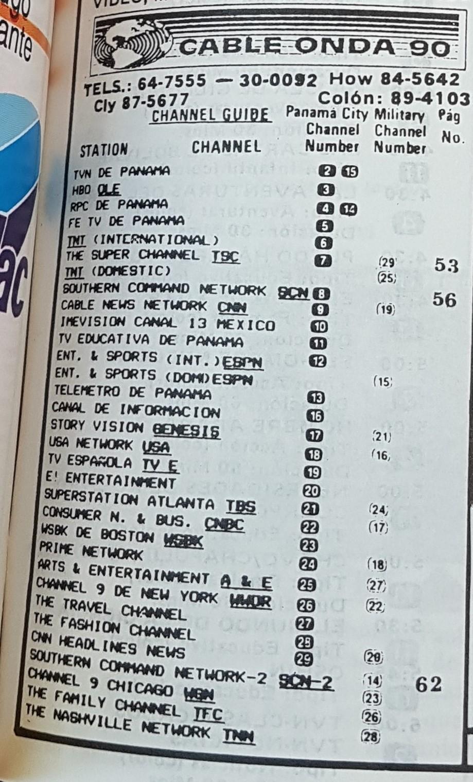 Grilla de cable onda 90 de junio de 1992