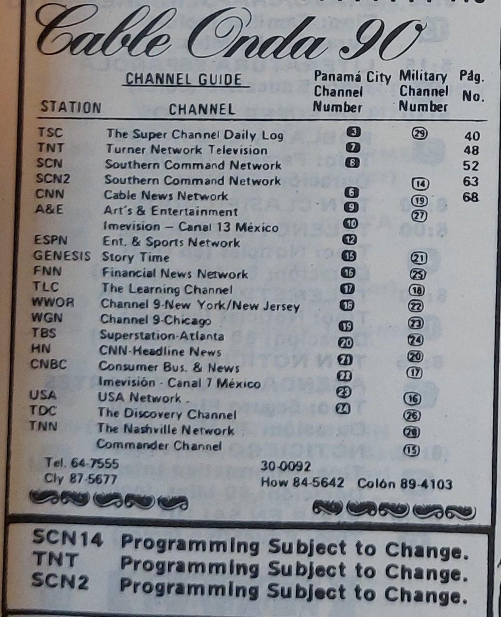 Grilla de cable onda de julio de 1991