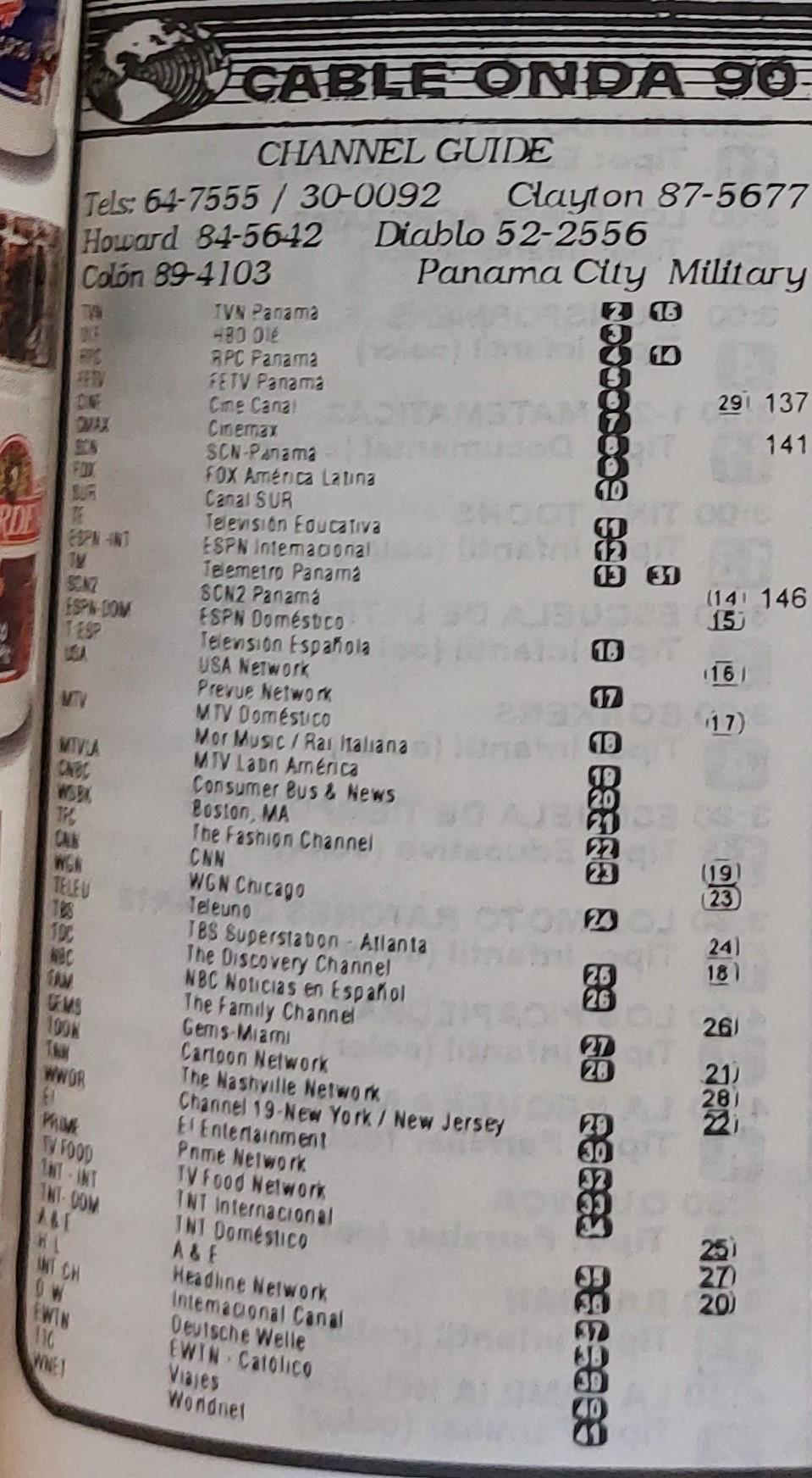Grilla de cable onda de noviembre de 1994