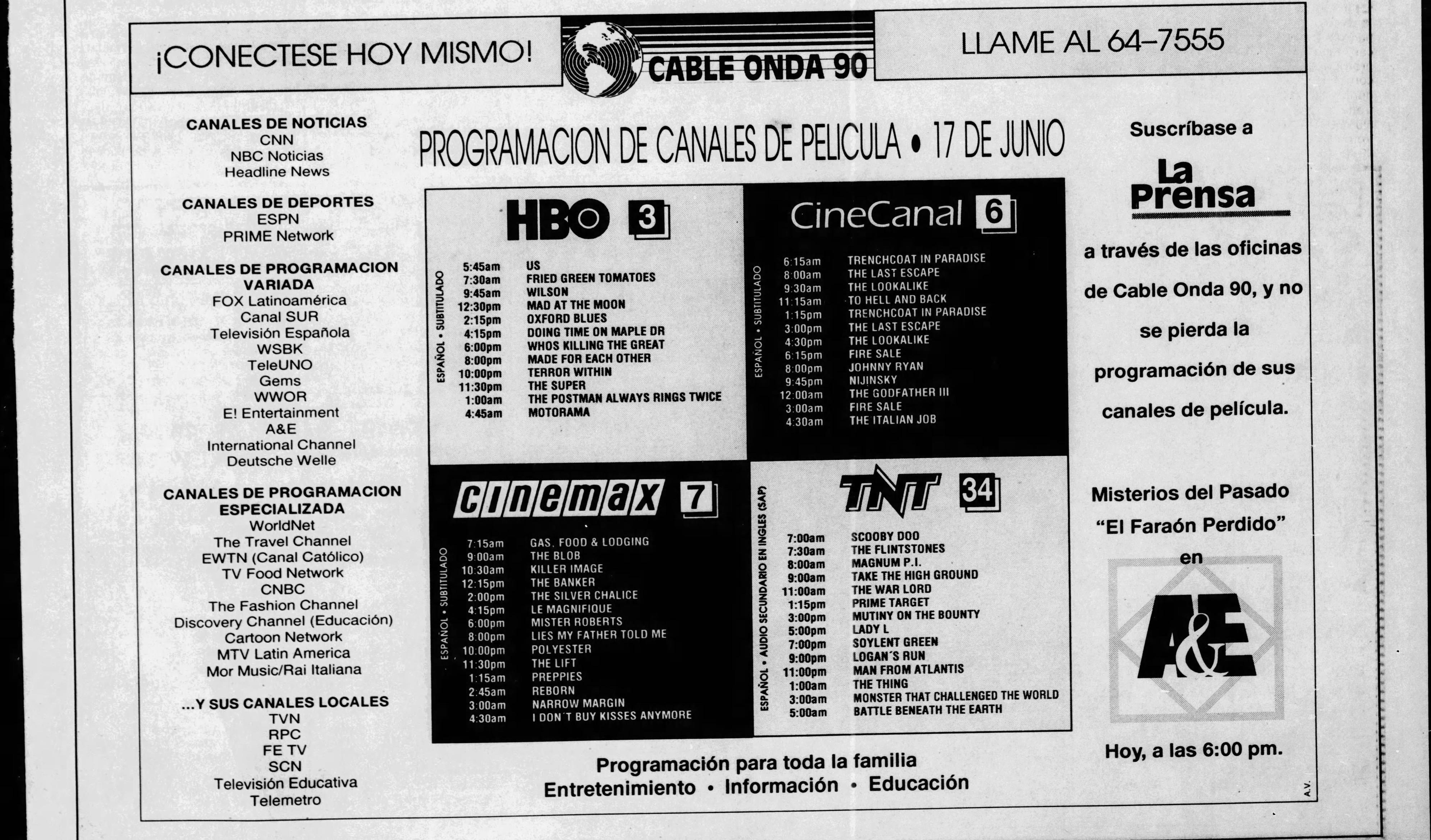 Publicacion de cable onda 90