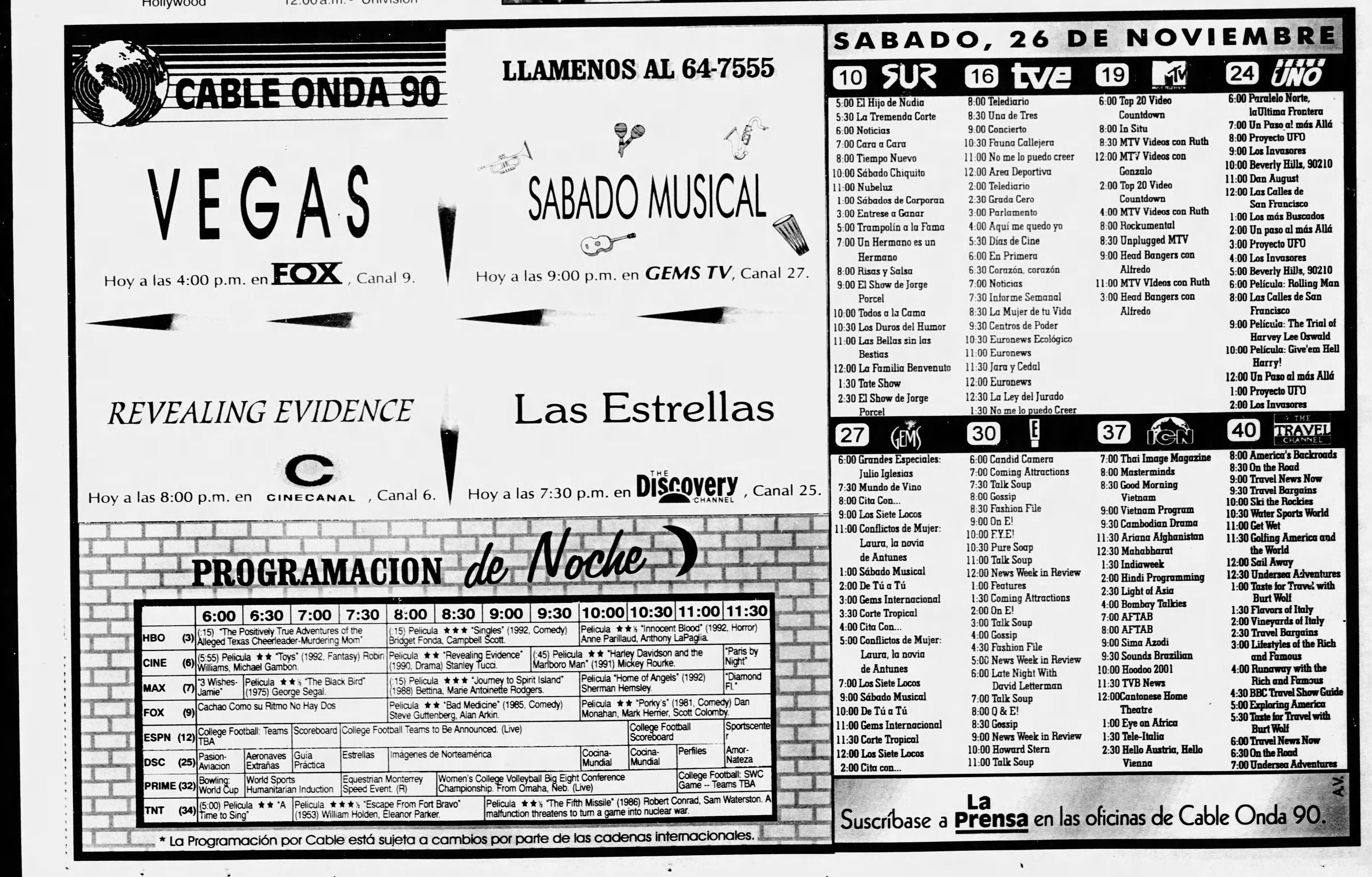 Publicacion de cable onda 90