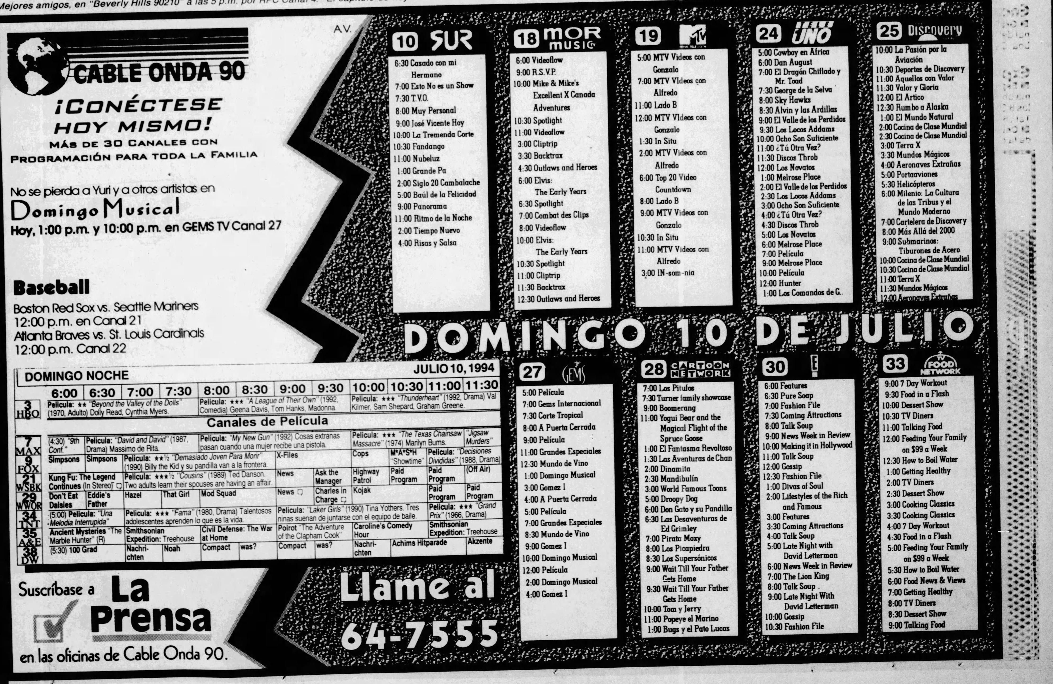 Publicidad de cable onda 90