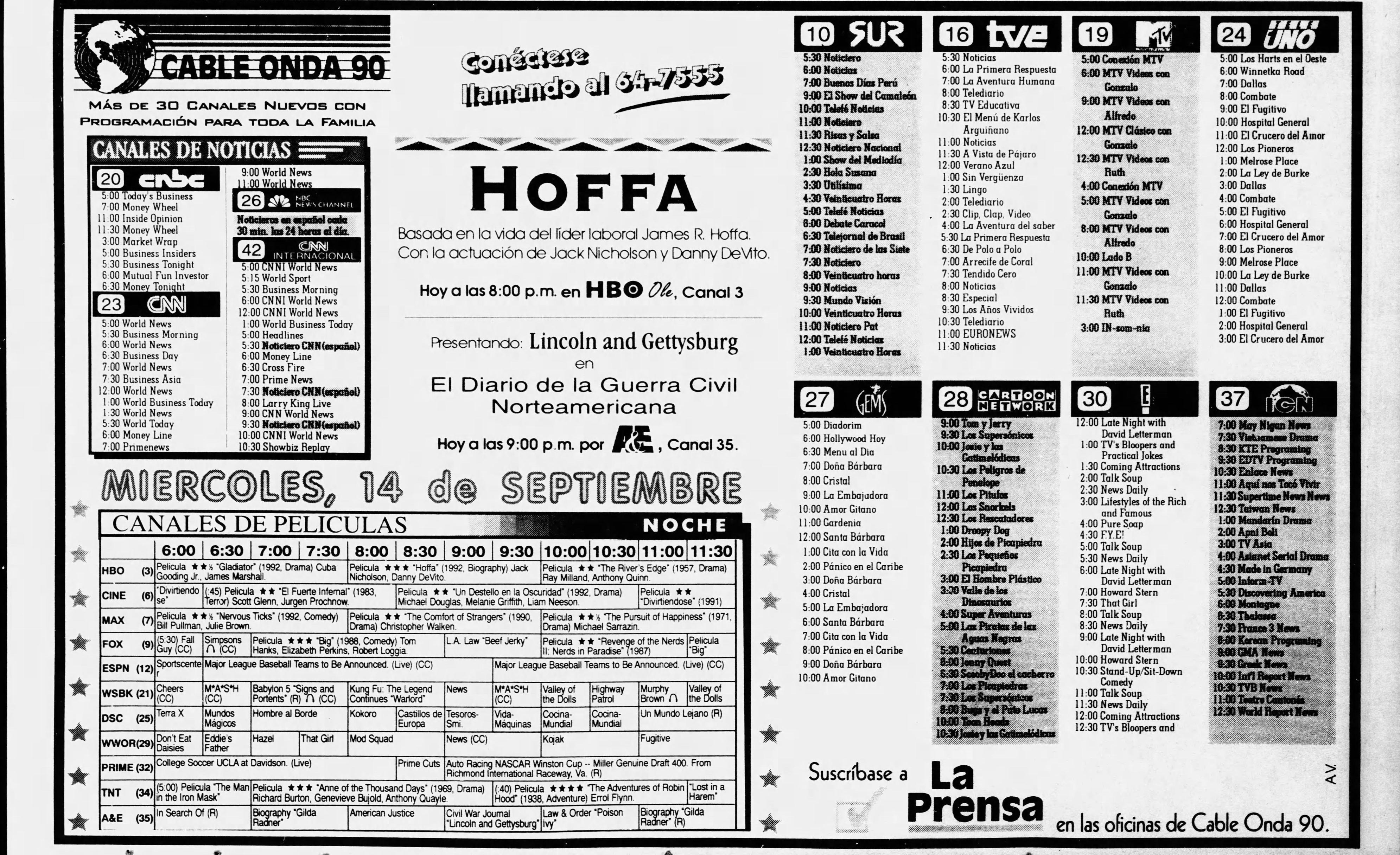 Publicacion de cable onda 90.
