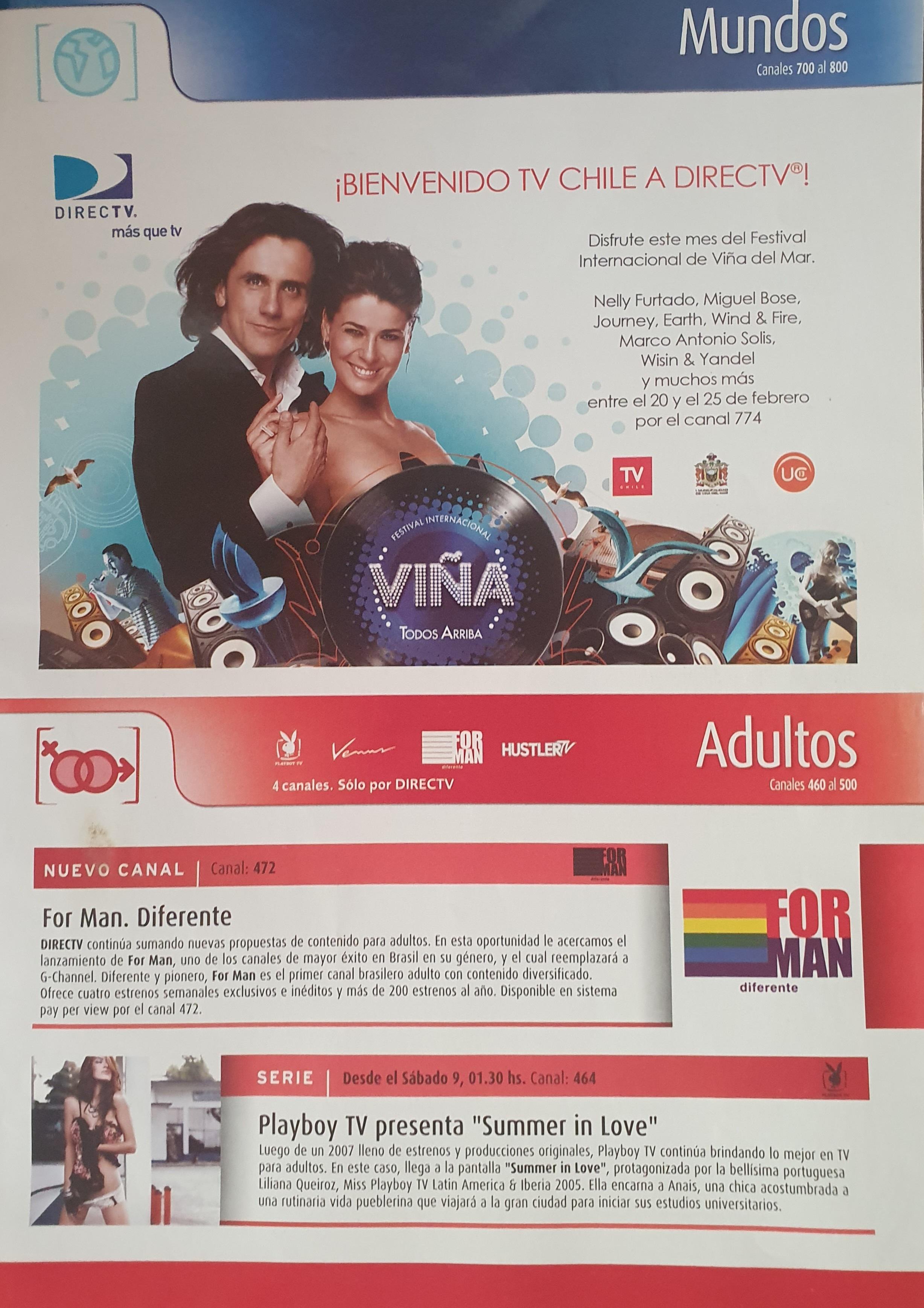 Lanzamiento For Man y TV Chile en Directv