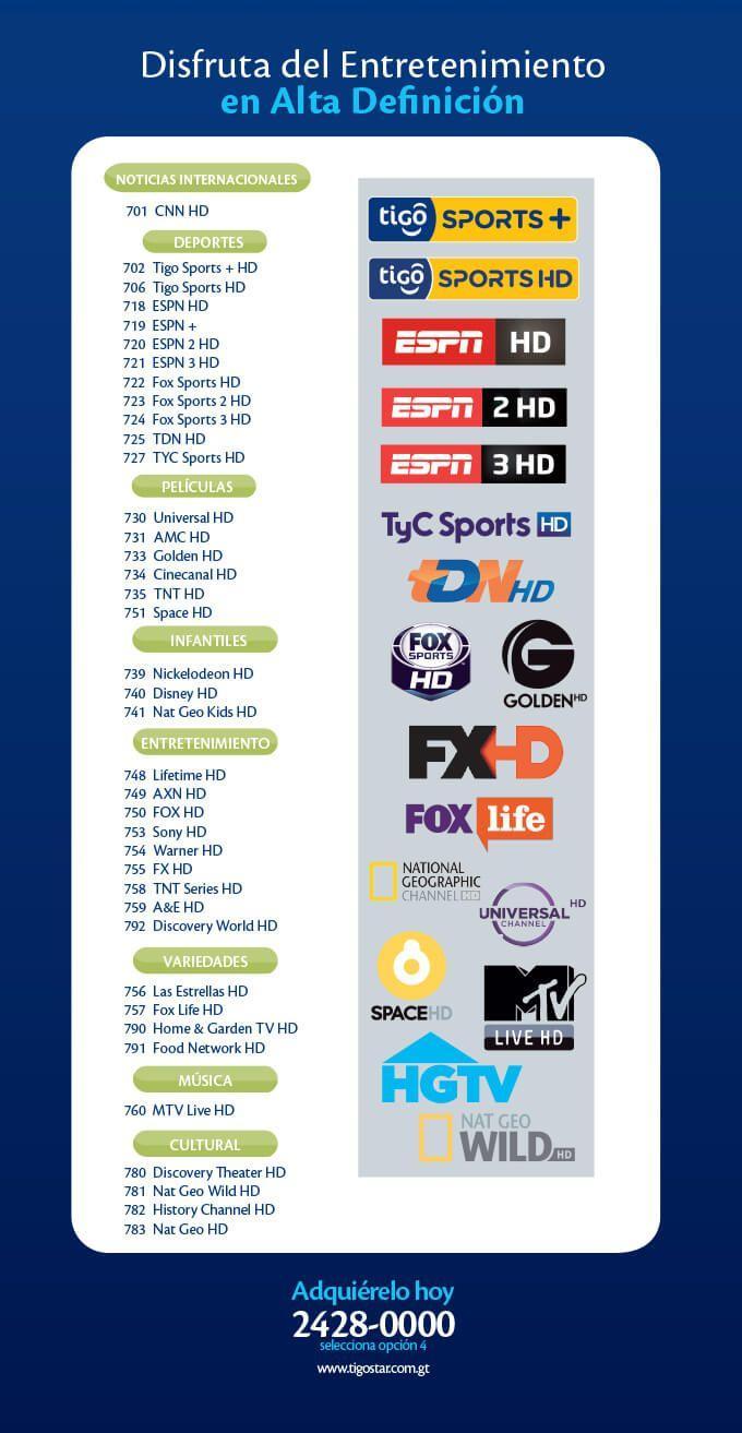 Grilla de canales Pack HD TigoSTAR Guatemala - 2018