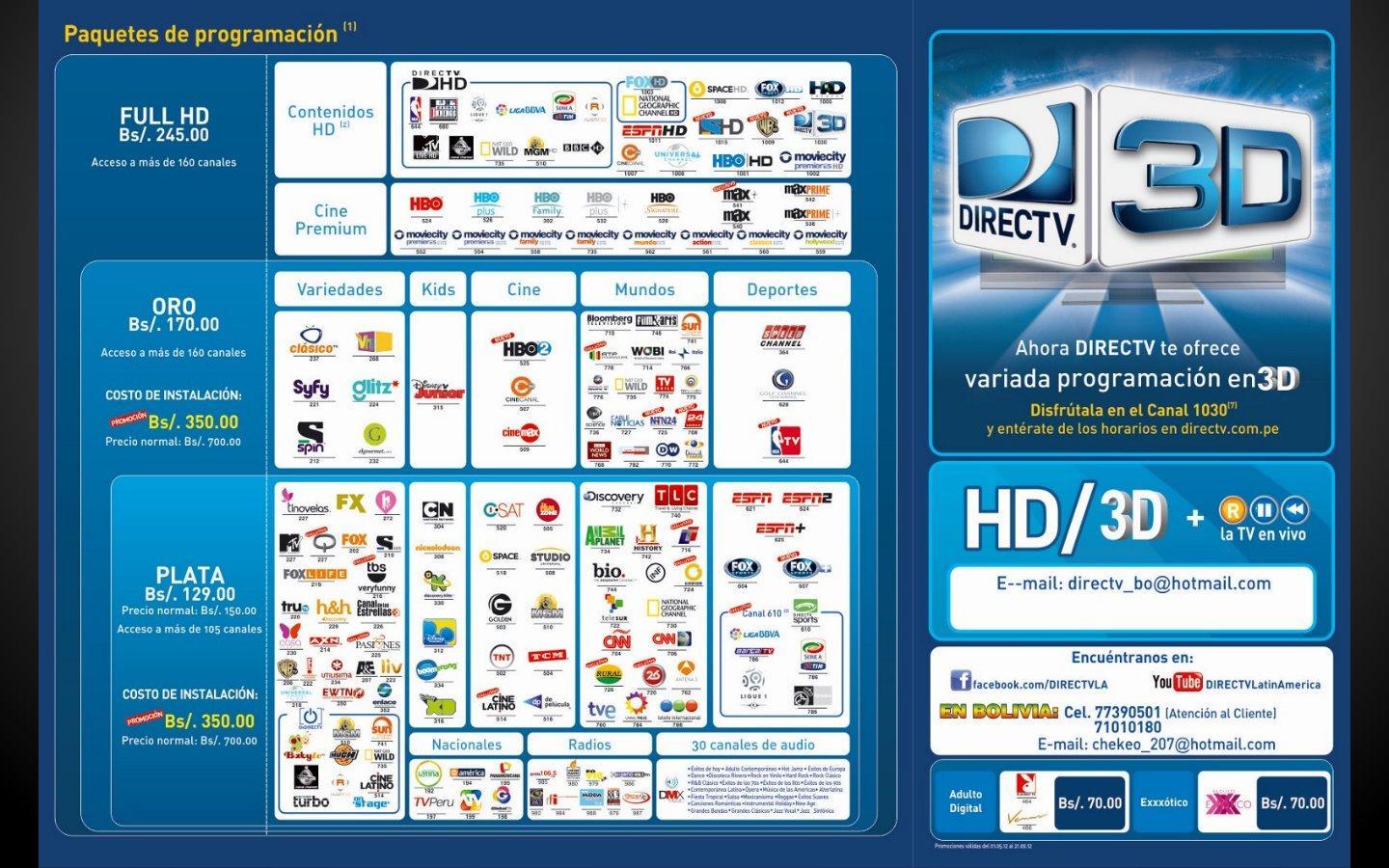 Paquetes DIRECTV trucho Bolivia (2012)