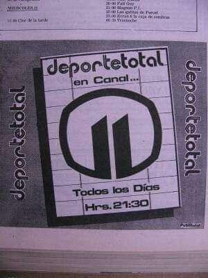 Aviso Deporte Total en Canal 11 La Paz (1986)